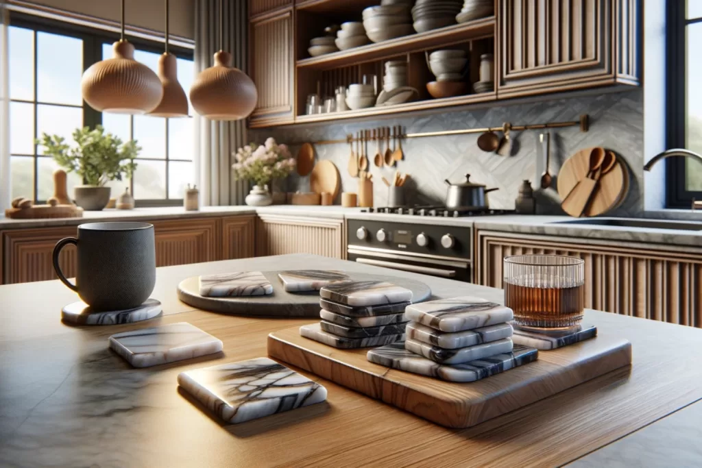 marble coasters in kitchens